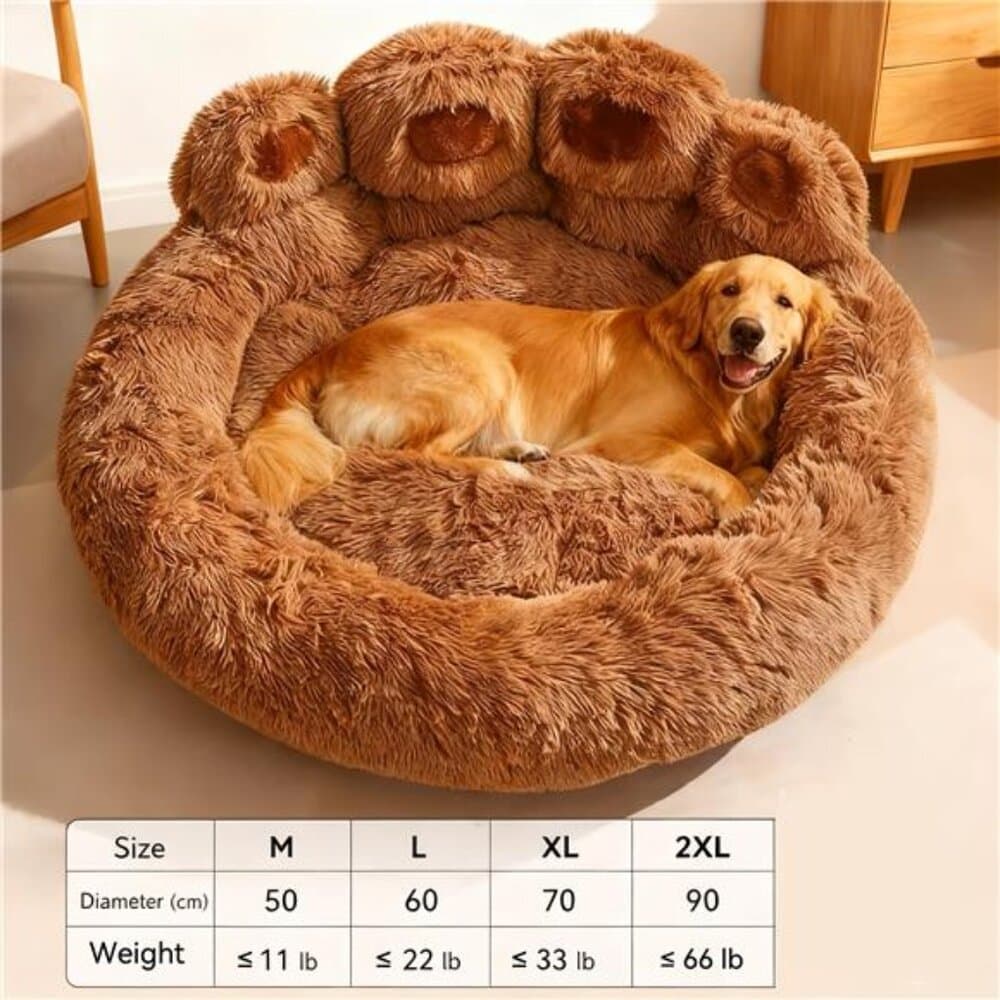 1pc Bear Paw Pet Bed for Dogs And Cats, Plush Pet Bed, Cute Warm Cozy Soft Dog - Thumbnail 9