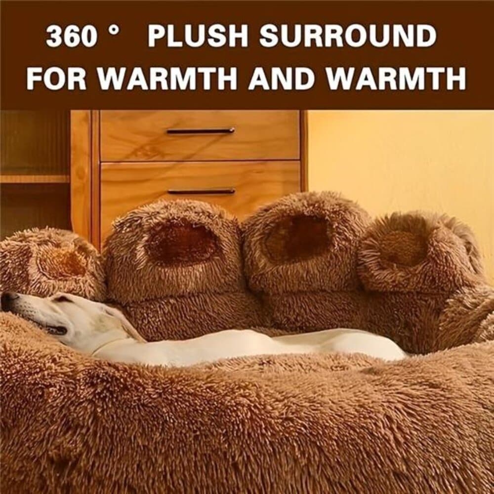 1pc Bear Paw Pet Bed for Dogs And Cats, Plush Pet Bed, Cute Warm Cozy Soft Dog - Thumbnail 6