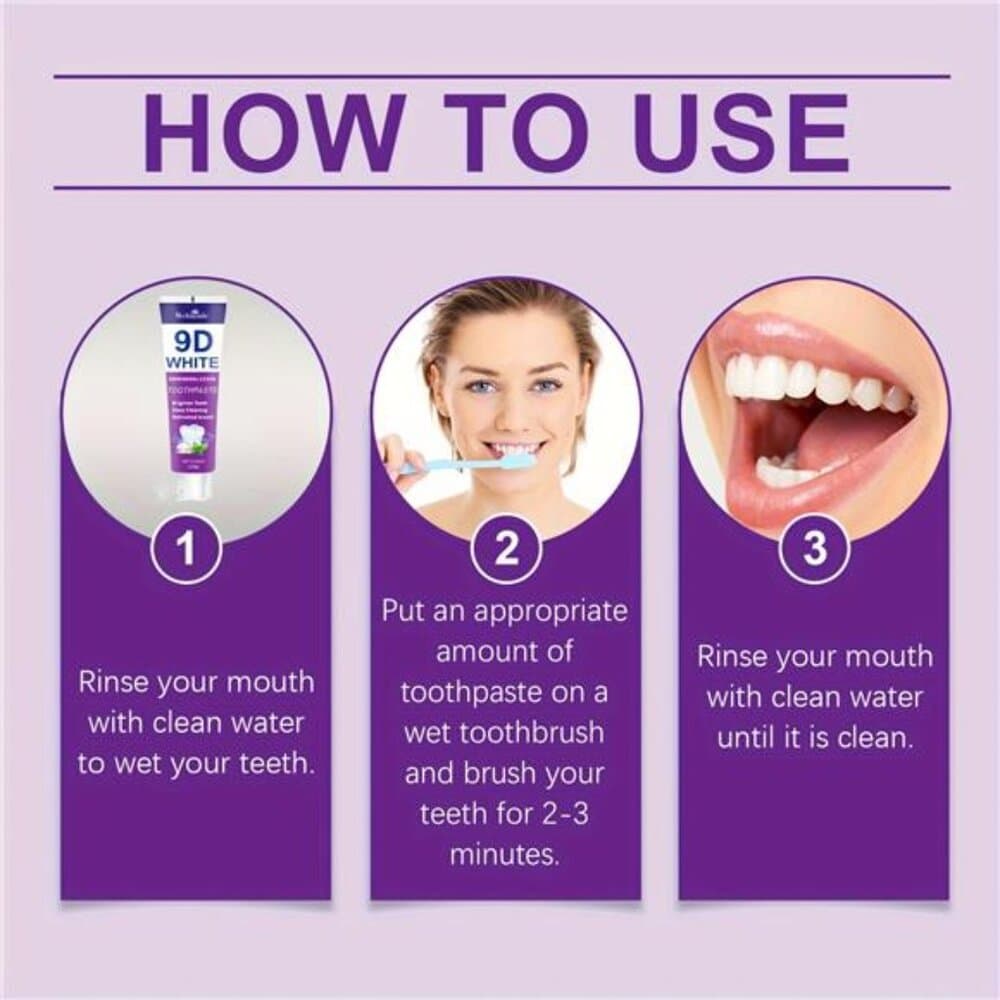 9D White Toothpaste for Deep Cleaning & Brighter Smile, Purple Hydroxyapatite - Thumbnail 8