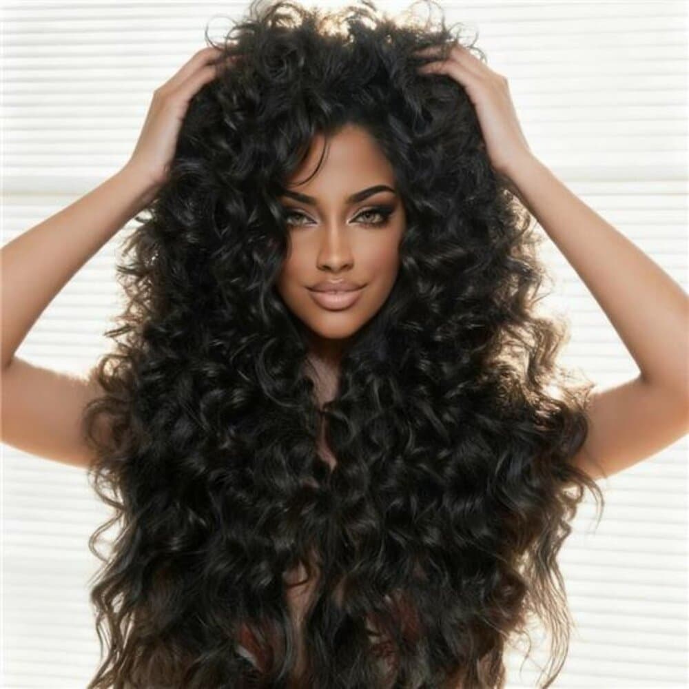 Natural Color Deep Curly Wig with 13x4 HD Transparent Lace Front - Pre-Plucked - Thumbnail 2