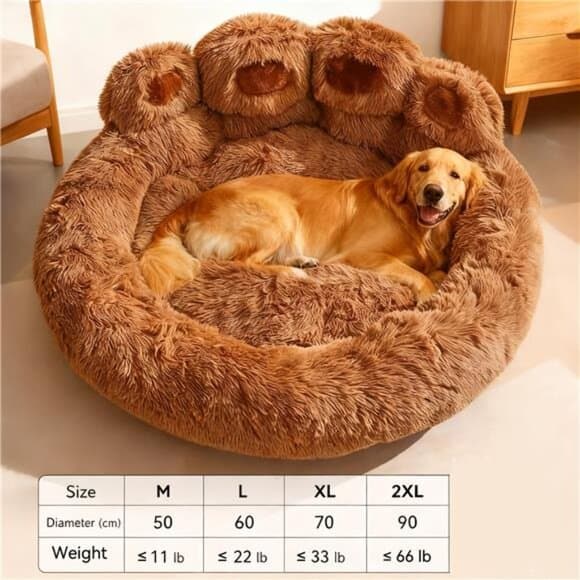 1pc Bear Paw Pet Bed for Dogs And Cats, Plush Pet Bed, Cute Warm Cozy Soft Dog - Thumbnail 10