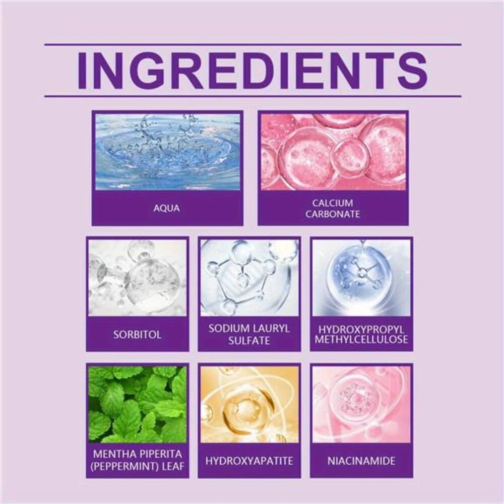 9D White Toothpaste for Deep Cleaning & Brighter Smile, Purple Hydroxyapatite - Thumbnail 7