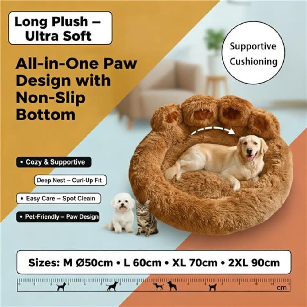 1pc Bear Paw Pet Bed for Dogs And Cats, Plush Pet Bed, Cute Warm Cozy Soft Dog - Thumbnail 5