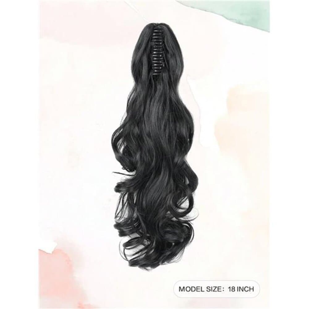 Claw Clip Ponytail Extension Curly Wavy Clip in Long Ponytails Hair - Thumbnail 2