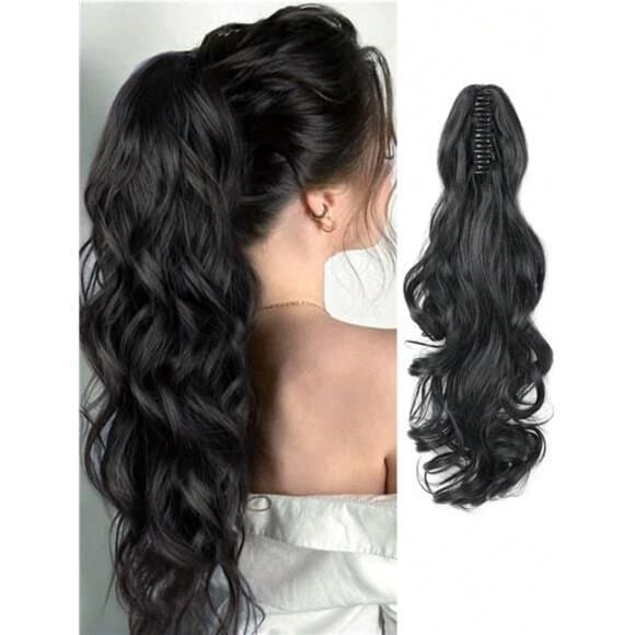 Claw Clip Ponytail Extension Curly Wavy Clip in Long Ponytails Hair - Thumbnail 10
