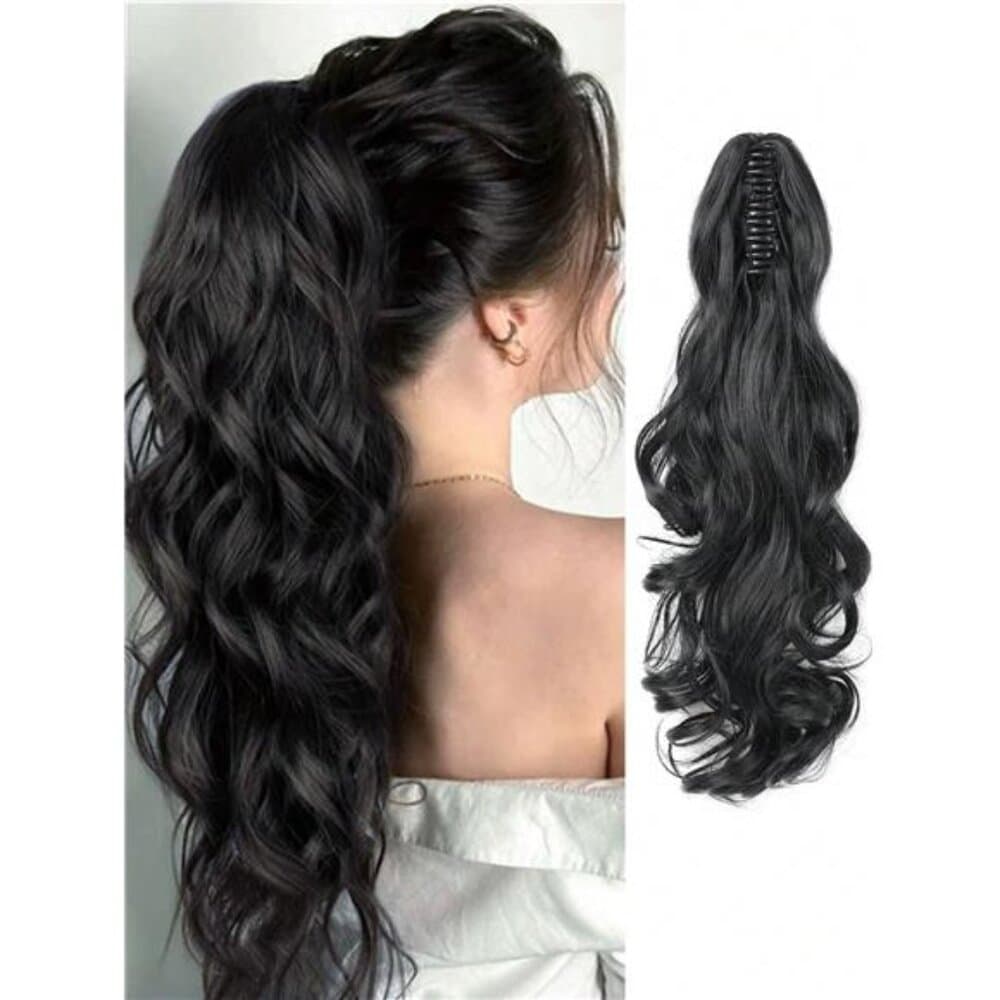 Claw Clip Ponytail Extension Curly Wavy Clip in Long Ponytails Hair - Thumbnail 9