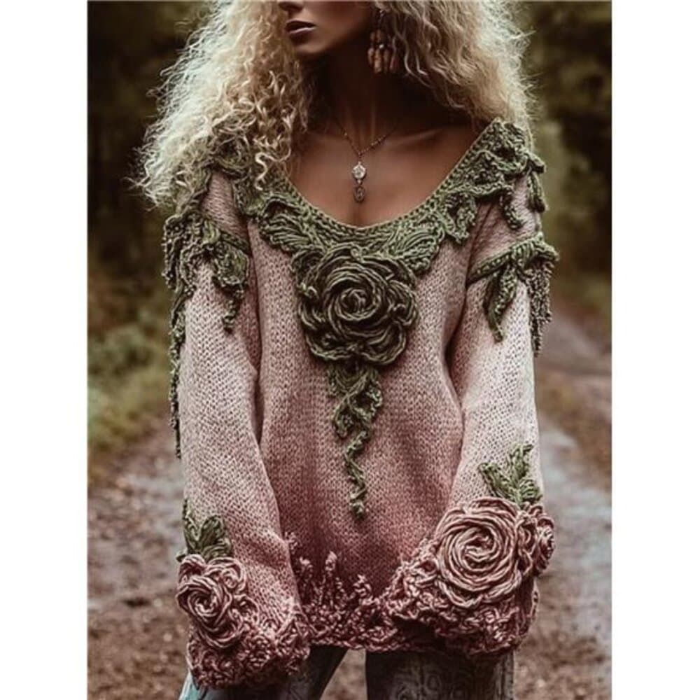 Women's Fashionable and Casual Long-sleeved V-neck Sweater, a Top Suitable for - Thumbnail 4