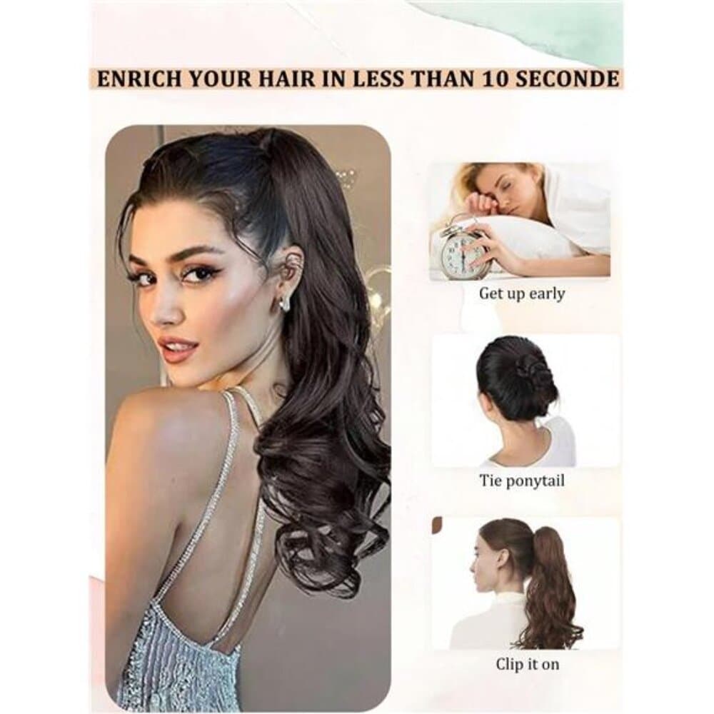 Claw Clip Ponytail Extension Curly Wavy Clip in Long Ponytails Hair - Thumbnail 5