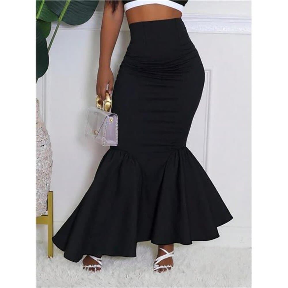 LocalWomen's Elegant Mermaid Style Skirt For Outing - Thumbnail 4