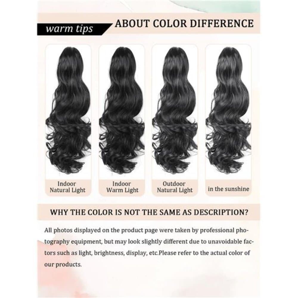 Claw Clip Ponytail Extension Curly Wavy Clip in Long Ponytails Hair - Thumbnail 8
