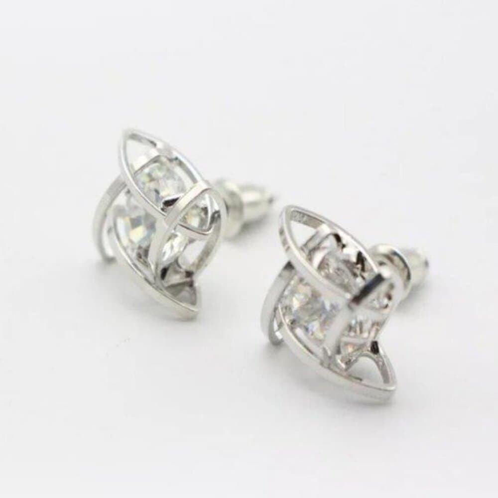 *NEW Round Solitaire Caged Diamond Stud Earrings - Thumbnail 7