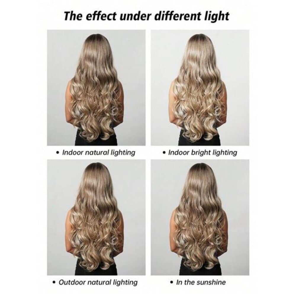 Long Curly Wig With Bang Brown Fashionable And Beautiful Wavy - Thumbnail 8