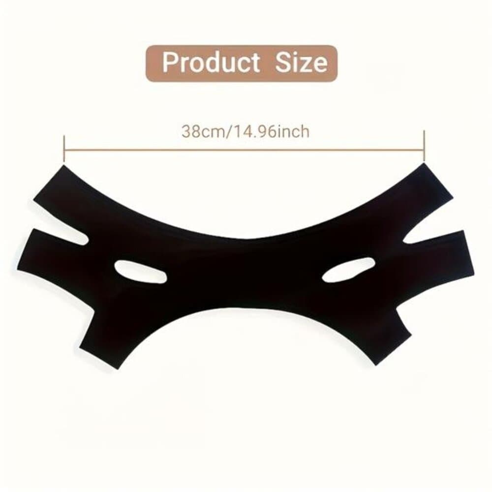 Black V-Face Bandage Lifting Facial Strap - Breathable Fabric Double Chin - Thumbnail 2