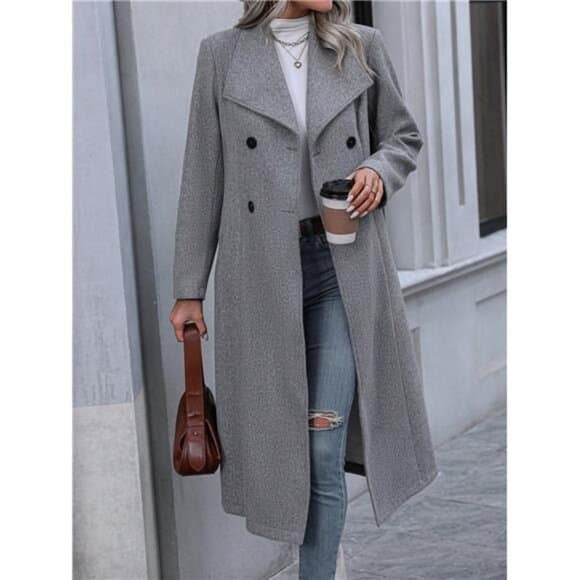 Double Breasted Overcoat Fall Winter Cloth For Women - Thumbnail 7