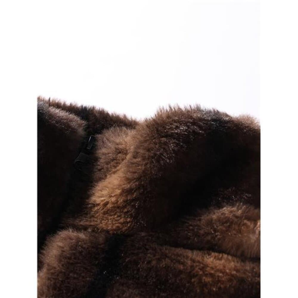 Men'S Fluffy Small Collar Jacket, Faux Fur Small Collar Jacket, Leopard Print - Thumbnail 4