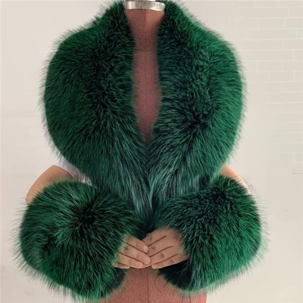Winter Faux Warm Collar Coat, Parka, Down Jacket, Artificial Scarf, Stylish - Thumbnail 4