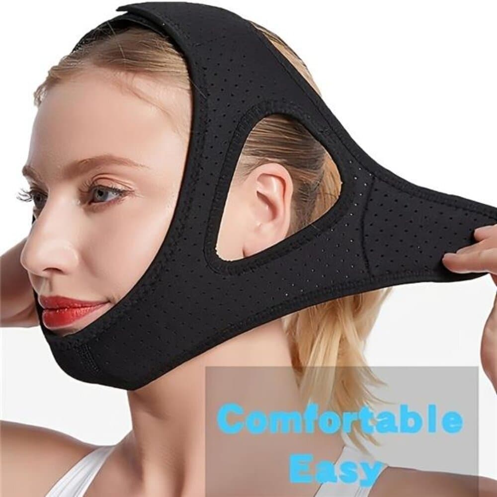 Black V-Face Bandage Lifting Facial Strap - Breathable Fabric Double Chin - Thumbnail 3