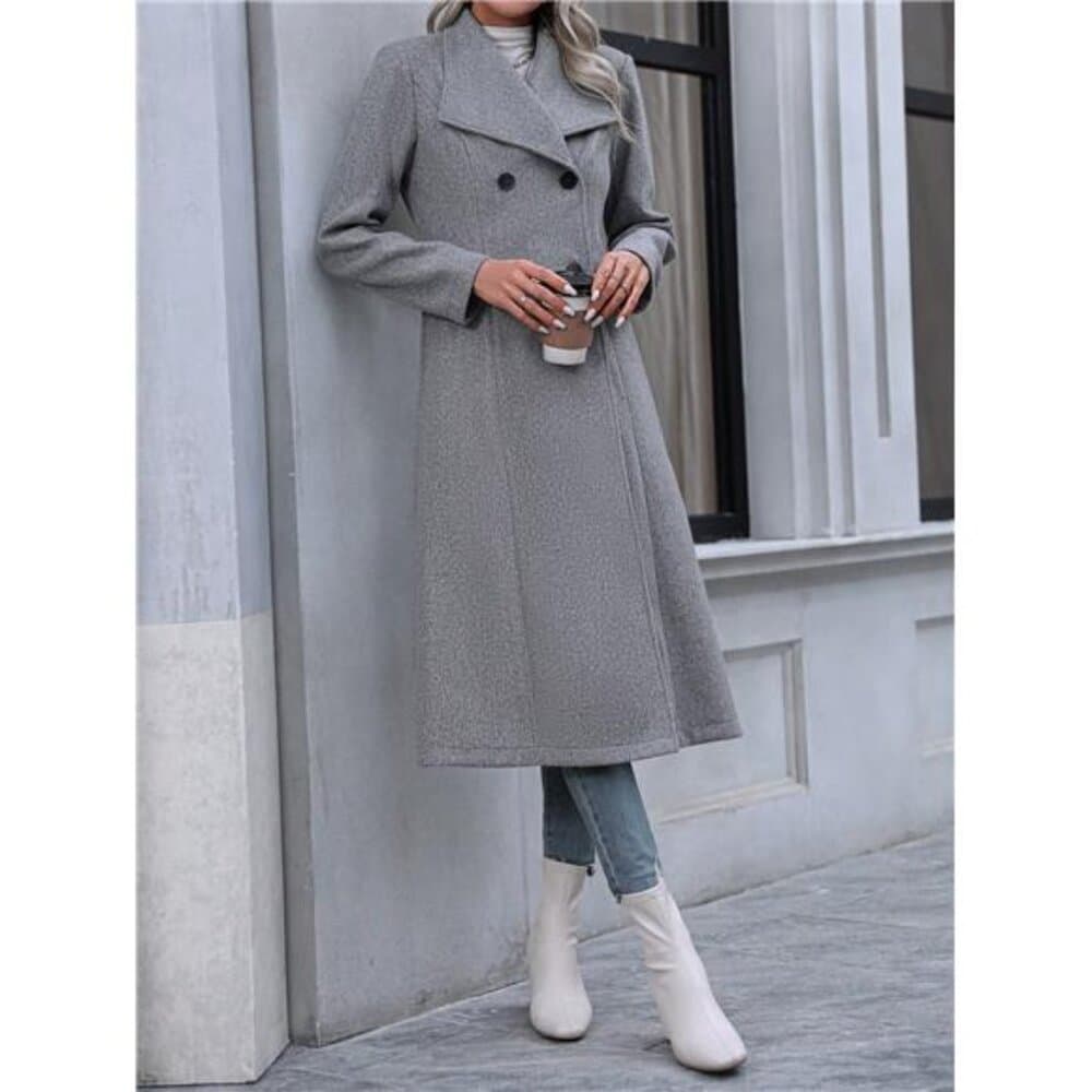 Double Breasted Overcoat Fall Winter Cloth For Women - Thumbnail 4
