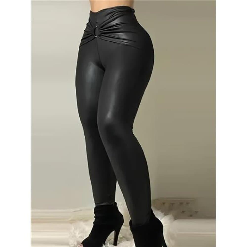 Women's High-Waisted Skinny Pants -Stretchy Non-Slip Leggings, All-Season Tight - Thumbnail 3