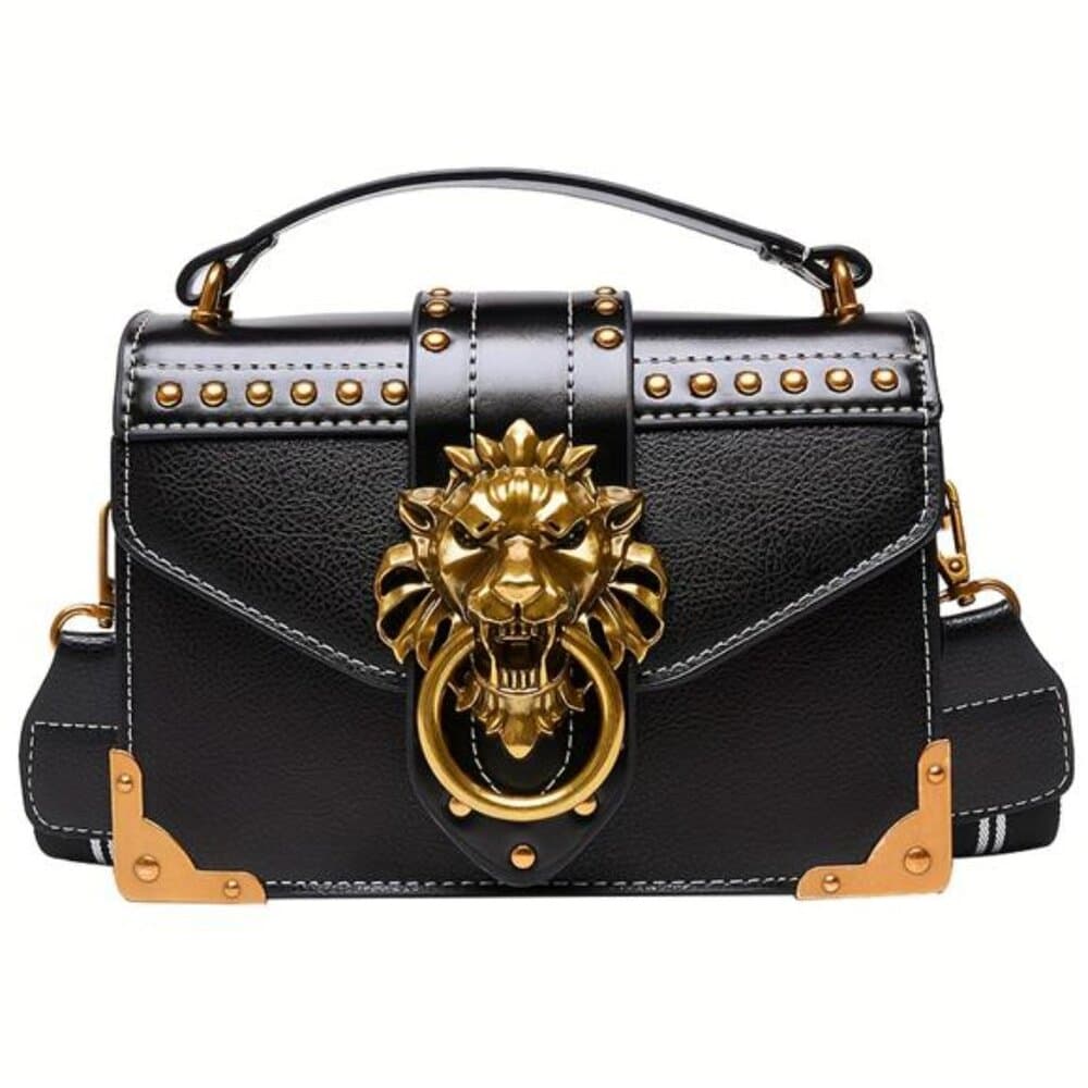 Vintage Punk PVC Snake Scale Crossbody & Shoulder Bag with Lion Buckle - Thumbnail 2