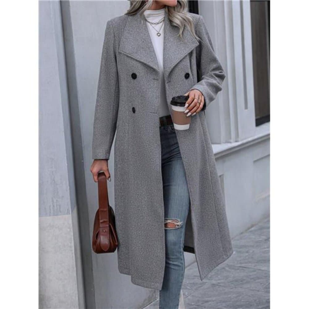 Double Breasted Overcoat Fall Winter Cloth For Women - Thumbnail 6