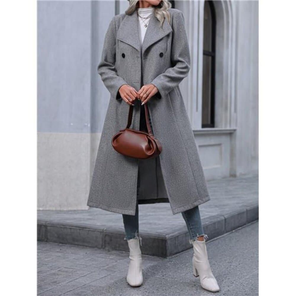 Double Breasted Overcoat Fall Winter Cloth For Women - Thumbnail 3