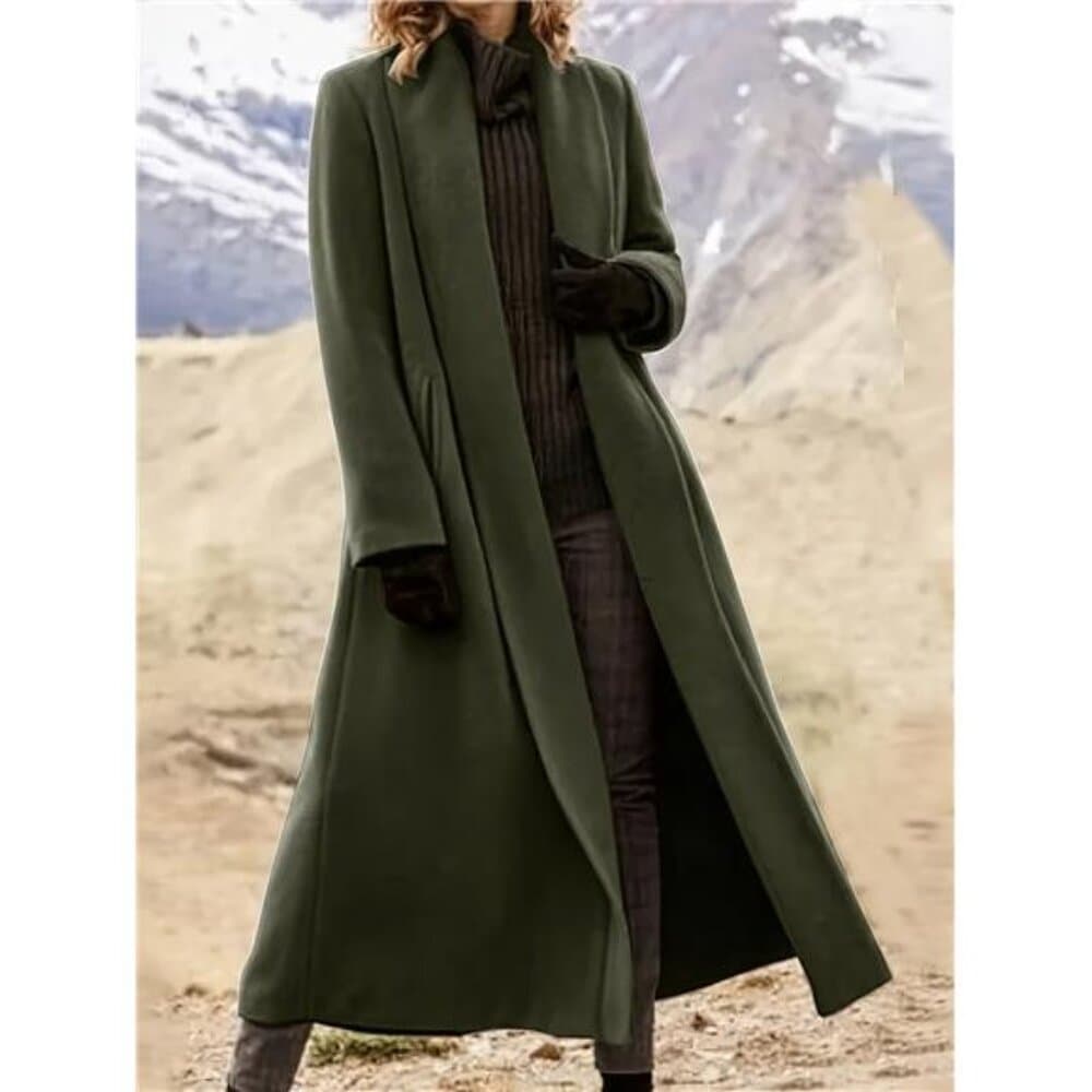 [Long Trench Coat] Women'S Plus Size Long Trench Coat - Casual Lapel Collar, - Thumbnail 4