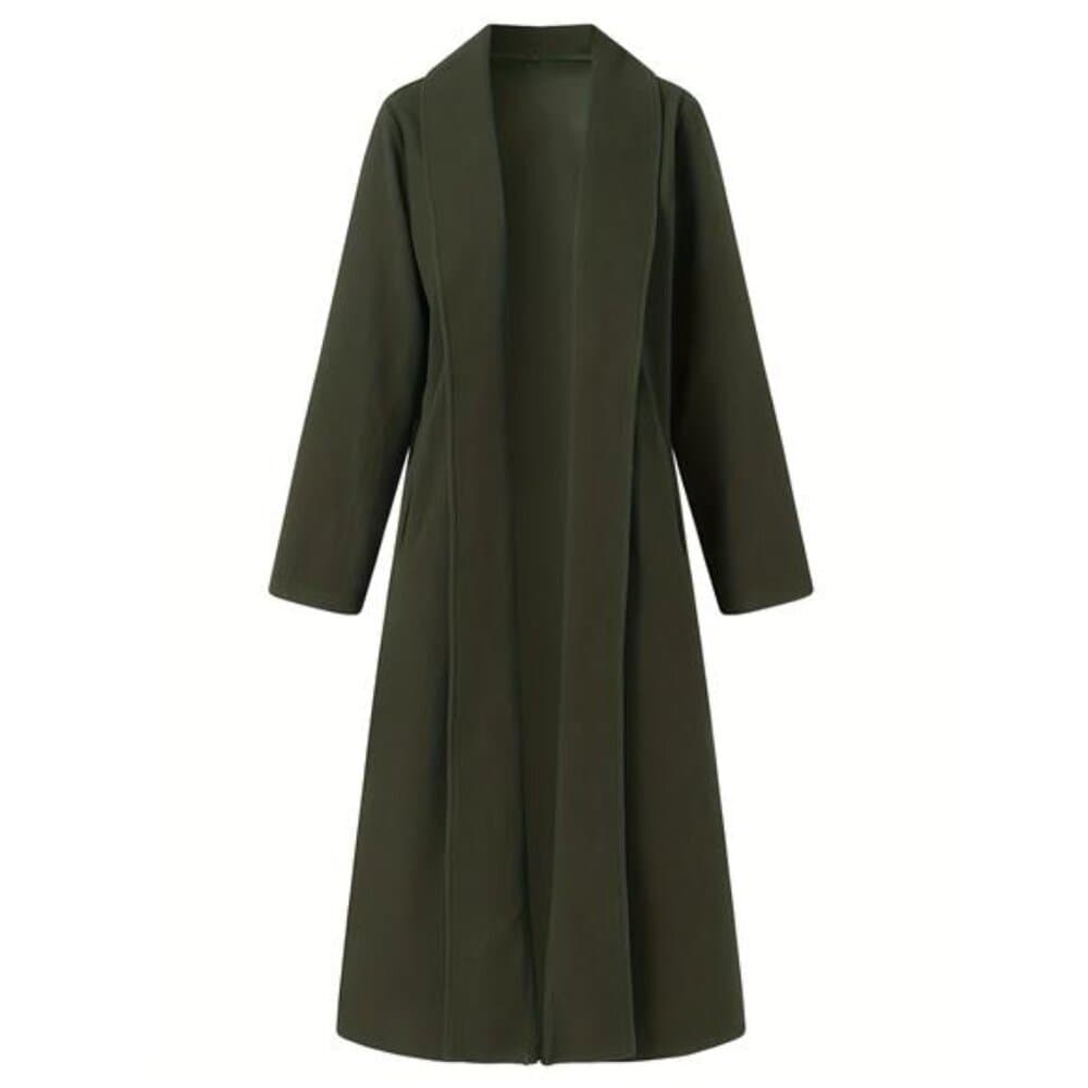 [Long Trench Coat] Women'S Plus Size Long Trench Coat - Casual Lapel Collar,