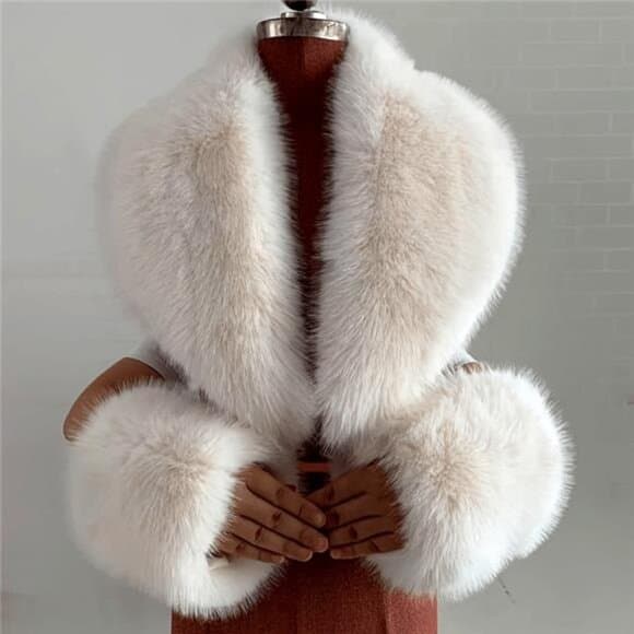 Winter Faux Warm Collar Coat, Parka, Down Jacket, Artificial Scarf, Stylish - Thumbnail 10