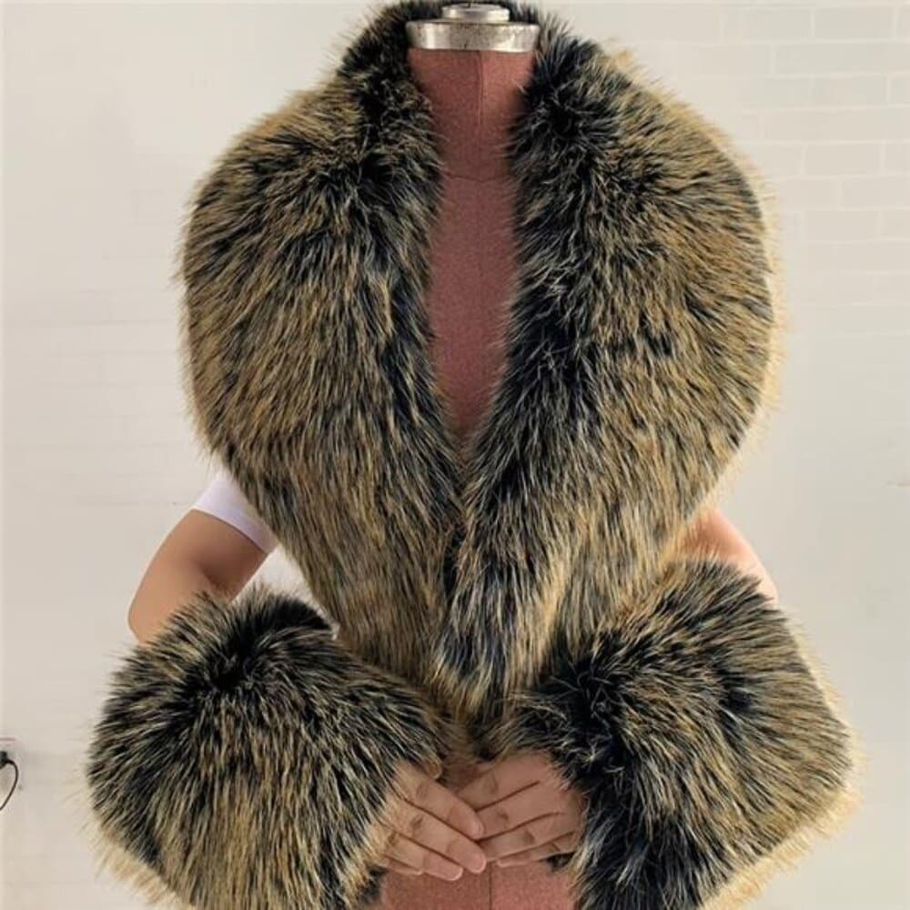 Winter Faux Warm Collar Coat, Parka, Down Jacket, Artificial Scarf, Stylish - Thumbnail 8