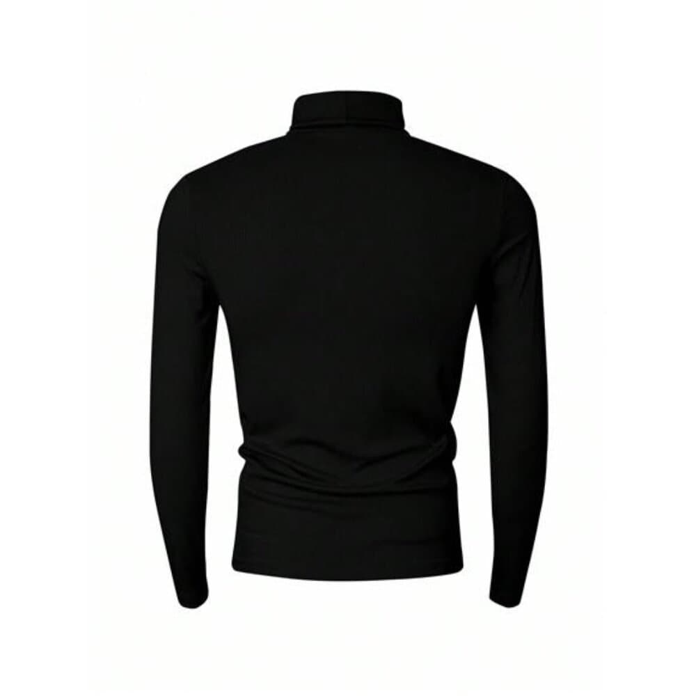 Manfinity Dauomo Men's Casual Solid Color Turtleneck Slim Fit Long Sleeve
