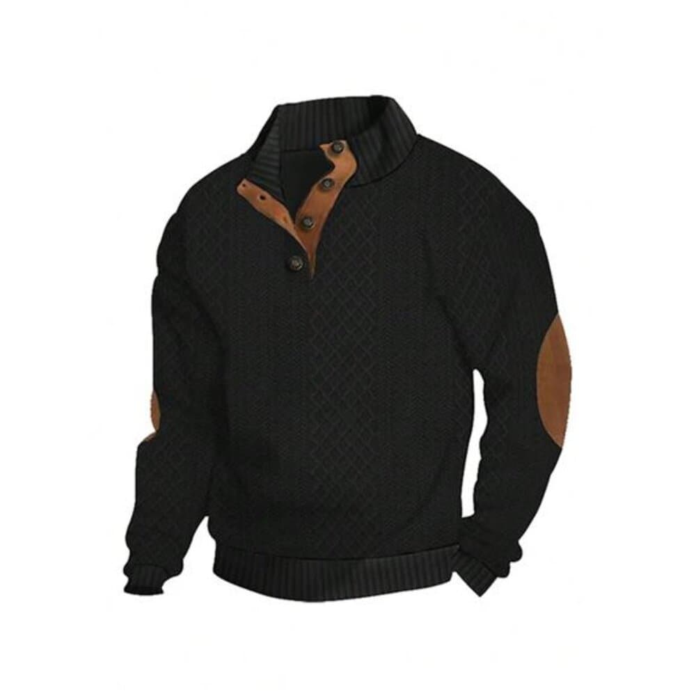 Men's Casual Jacquard Contrast Color Patchwork Stand Collar Sweatshirt, Fall, - Thumbnail 8