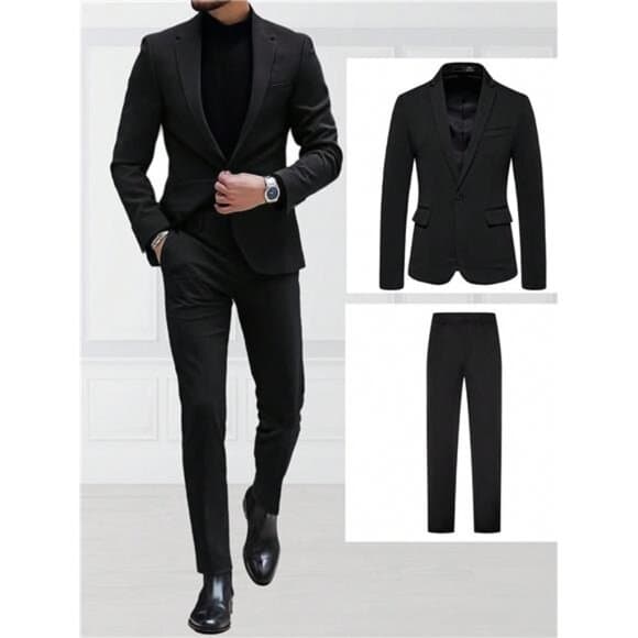 Calvornis Men Single Button Blazer & Pants - Thumbnail 5
