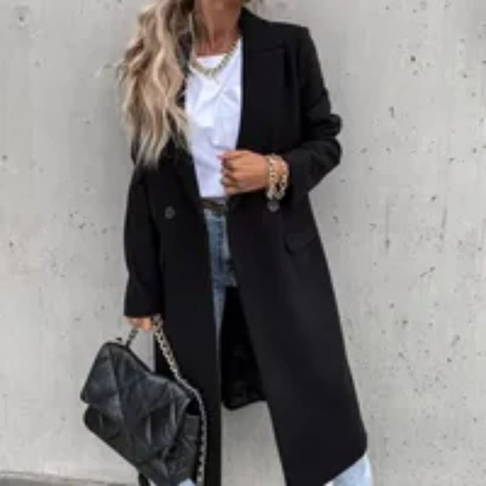 Women's Elegant Streetwear Solid Color Single Breasted Coat Coat Woolen Coat - Thumbnail 5