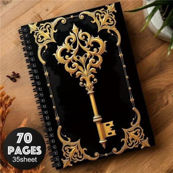1pc Elegant & Golden Spiral Notebook Journal - 70-Page Password Log with Ornate - Thumbnail 8