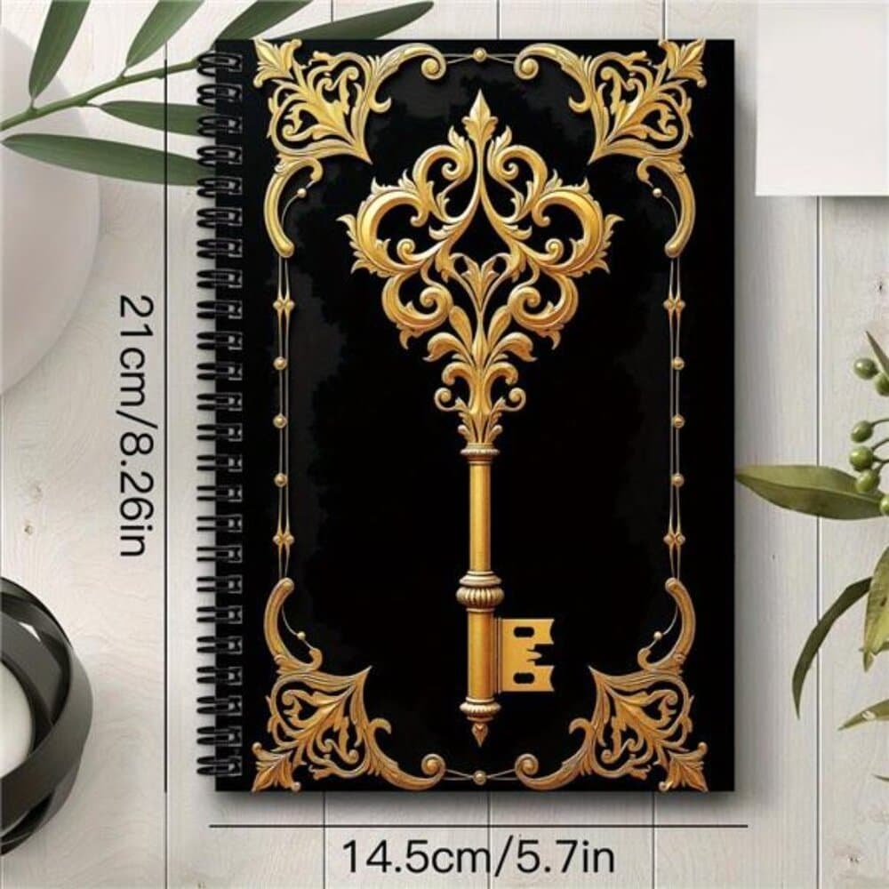 1pc Elegant & Golden Spiral Notebook Journal - 70-Page Password Log with Ornate - Thumbnail 3