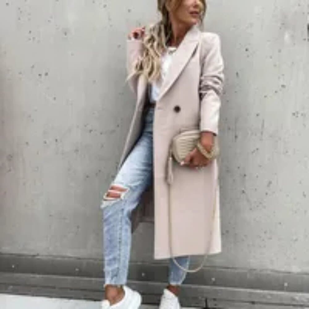 Women's Elegant Streetwear Solid Color Single Breasted Coat Coat Woolen Coat - Thumbnail 3