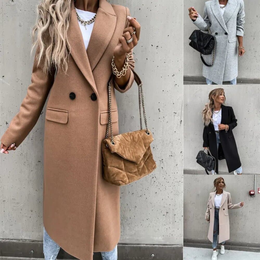 Women's Elegant Streetwear Solid Color Single Breasted Coat Coat Woolen Coat - Thumbnail 6