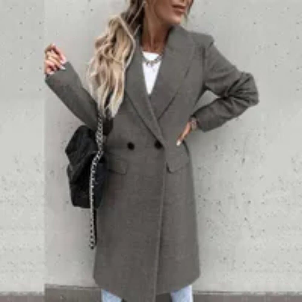 Women's Elegant Streetwear Solid Color Single Breasted Coat Coat Woolen Coat - Thumbnail 4