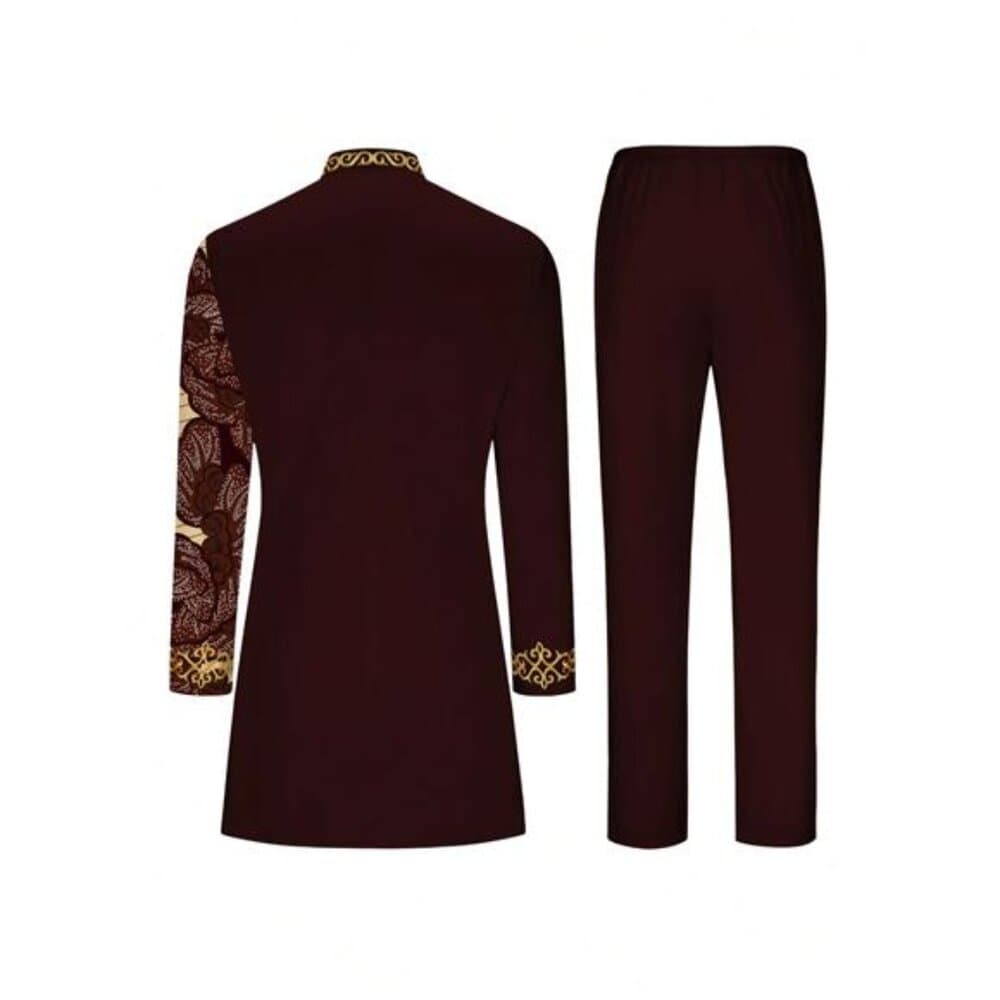 LocalMen's Casual Long-Sleeved Two-Piece Suit, Mid-Length Top And Trousers - Thumbnail 2
