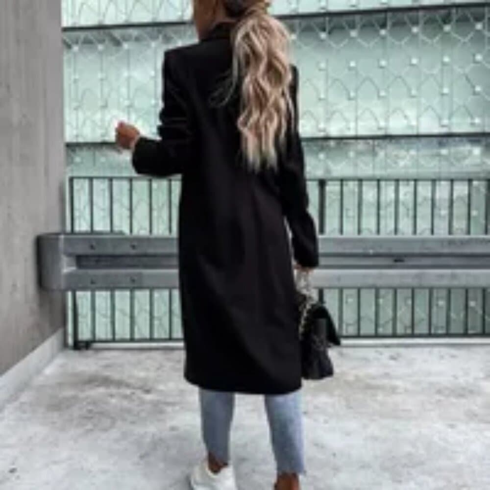Women's Elegant Streetwear Solid Color Single Breasted Coat Coat Woolen Coat - Thumbnail 2