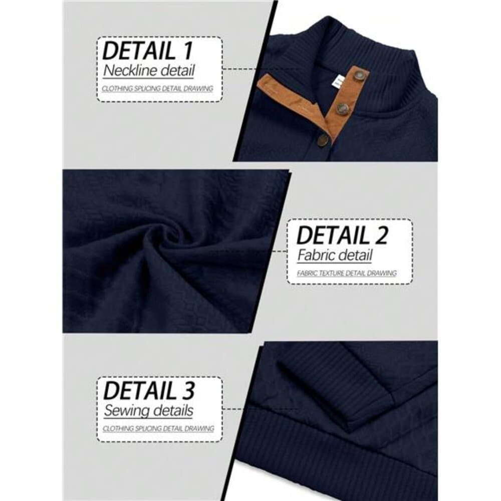 Men's Casual Jacquard Contrast Color Patchwork Stand Collar Sweatshirt, Fall, - Thumbnail 7