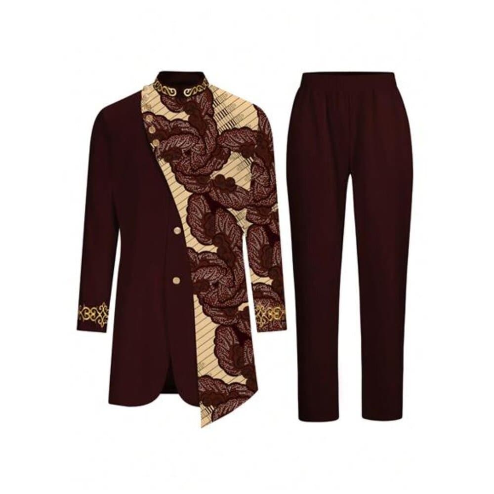 LocalMen's Casual Long-Sleeved Two-Piece Suit, Mid-Length Top And Trousers