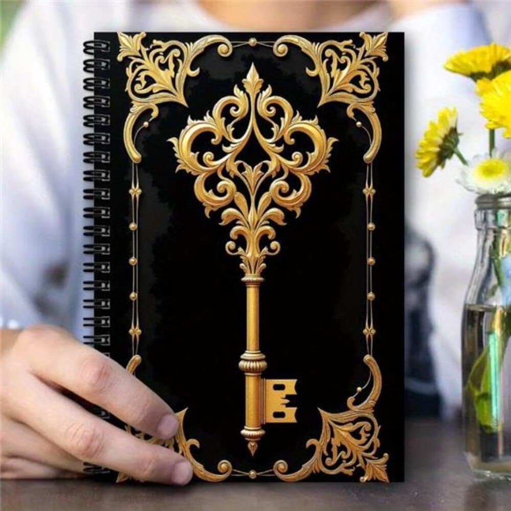 1pc Elegant & Golden Spiral Notebook Journal - 70-Page Password Log with Ornate - Thumbnail 5
