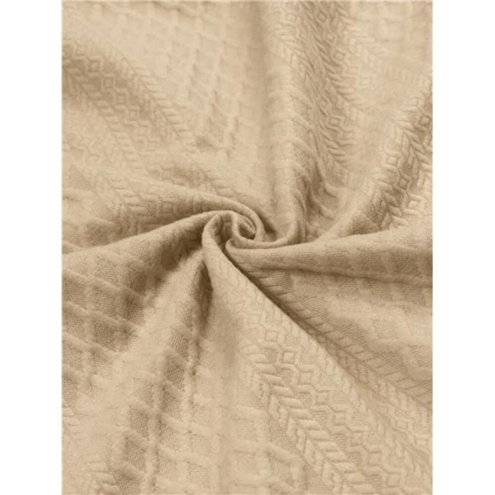 Jacquard Contrast Color Patchwork Stand Collar Pullover Sweatshirt - Thumbnail 6