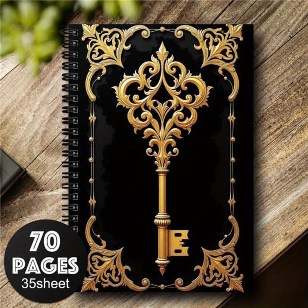 1pc Elegant & Golden Spiral Notebook Journal - 70-Page Password Log with Ornate - Thumbnail 6