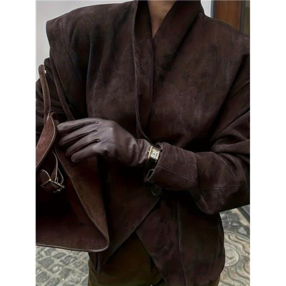 Retro Solid Color Textured Suit Jacket with a Fitted Waist for Autumn And
