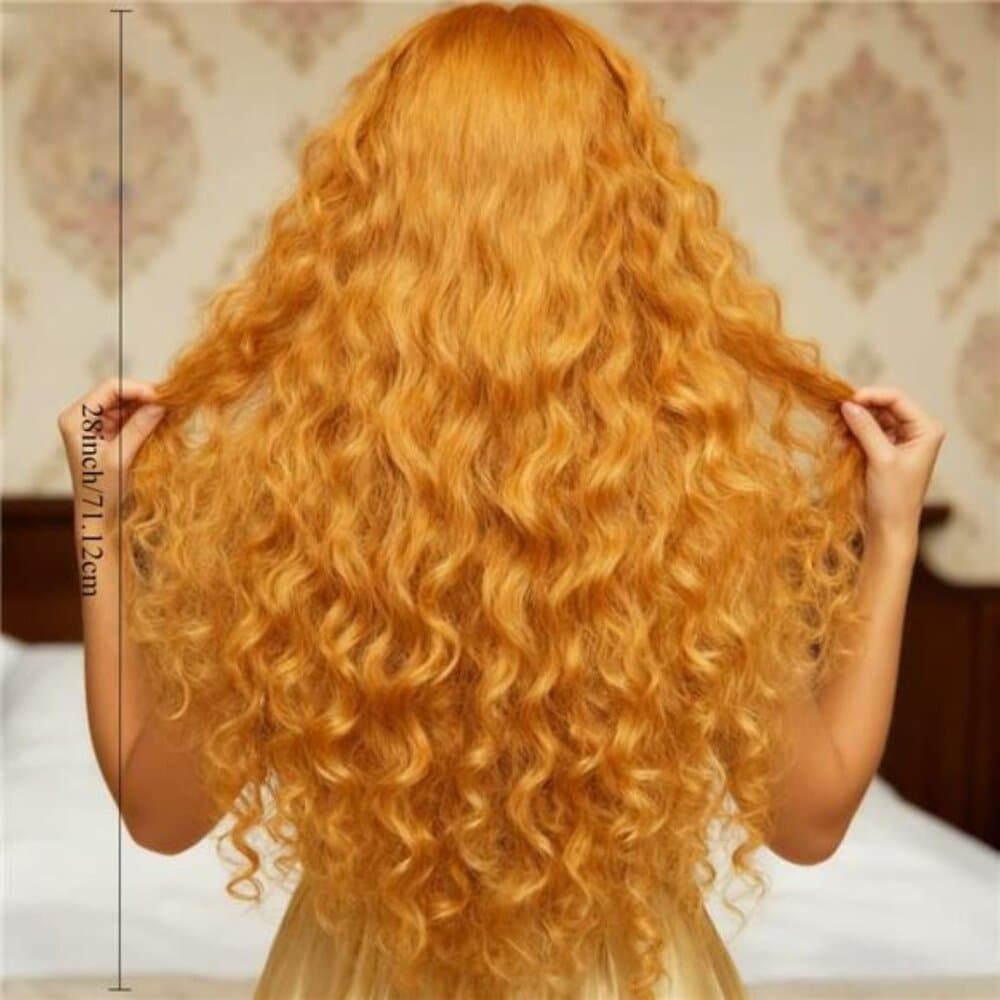 Honey Blonde Kinky Curly Synthetic Lace Front Wig - 13x3 HD Pre-Plucked - Thumbnail 3