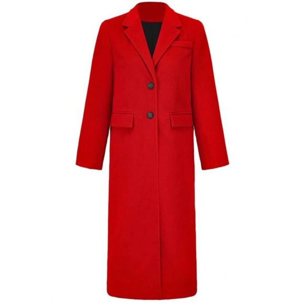 Women's Winter Wool Coat Single-Breasted Pea Coat Casual Long Lapel Work - Thumbnail 2