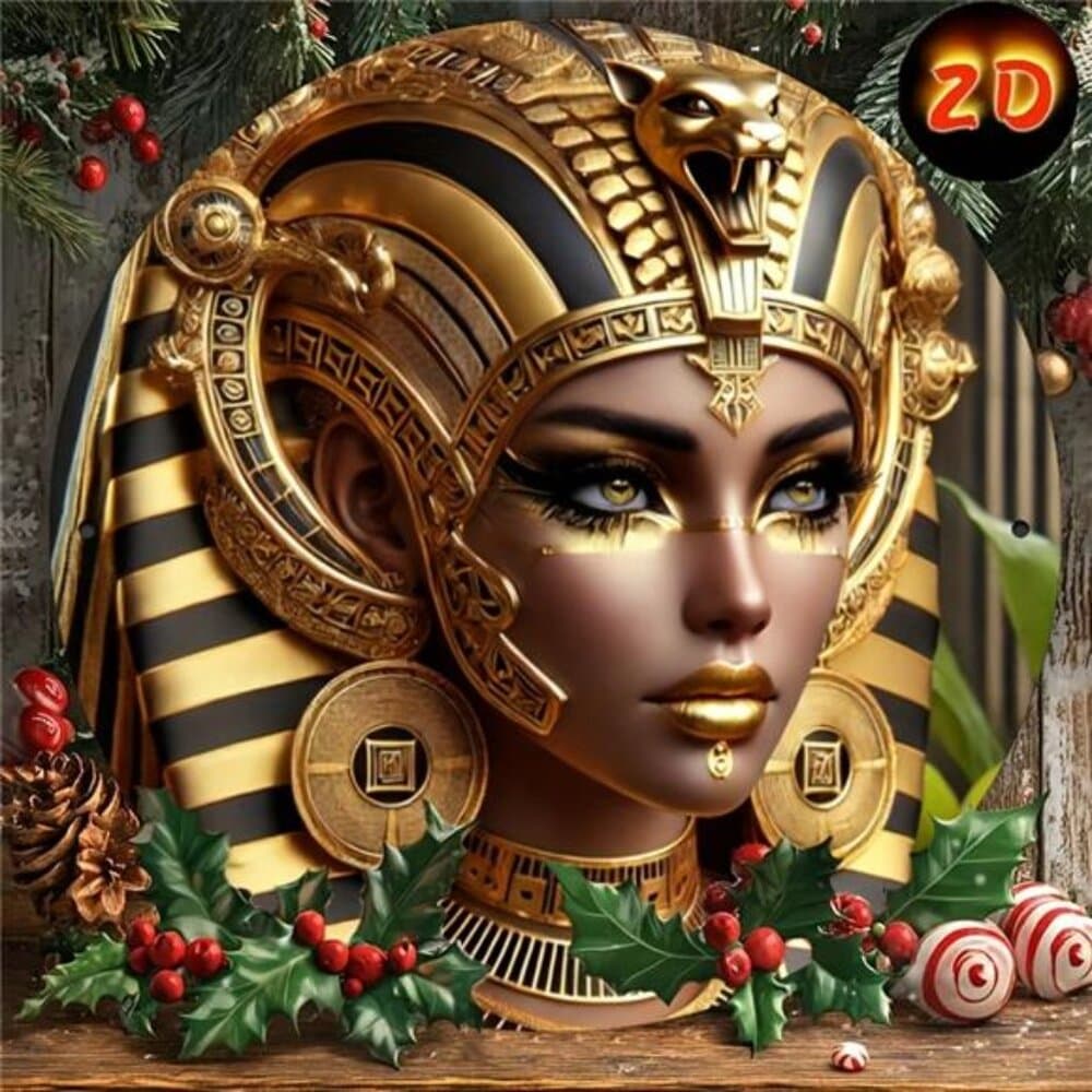 Elegant Egyptian Queen Sign] Elegant 1pc 2D Flat Ancient Egyptian Queen Metal - Thumbnail 3
